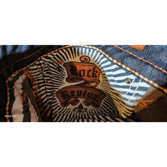 Rock Revival Jamie Bootcut Jeans Distress Size 32x36 EUC - Picture 10 of 10